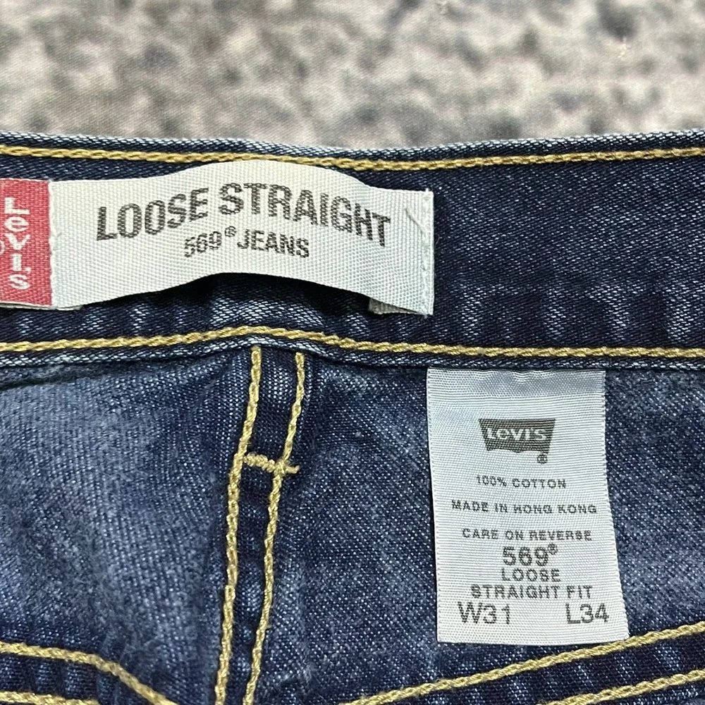Levi's 569 Loose Straight Jeans 31x34 Blue Vintage‎ 2000s Baggy Wide Leg Grunge
